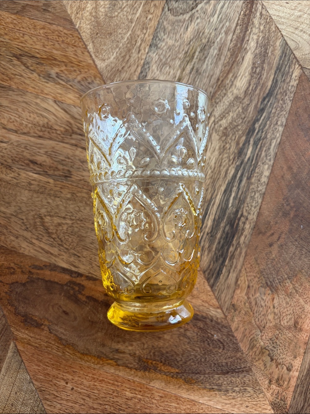 Anthropologie Embossed Yellow Glass Tumbler